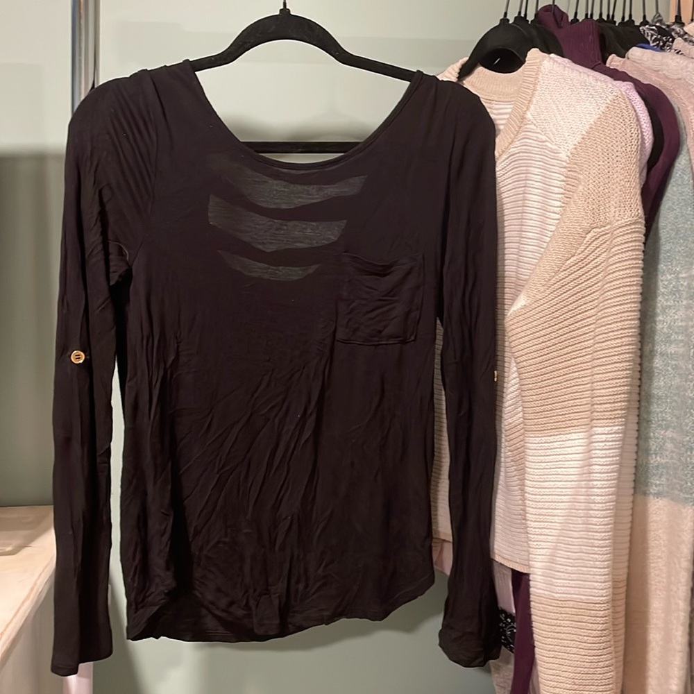 Black Slot Back Long Sleeve